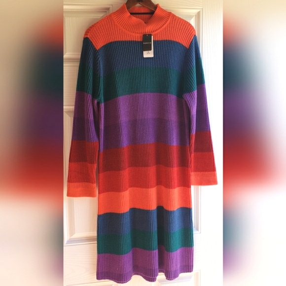 Colorful Torrid Cotton Acrylic Mock Neck Midi Sweater Dress Large - Picture 2 of 7